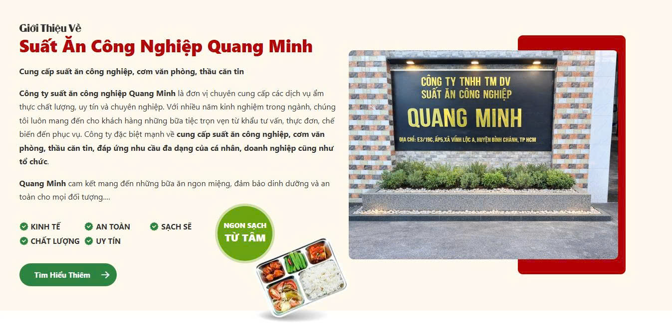 Thiết Kế Website Ngành Suất Ăn Công Nghiệp 